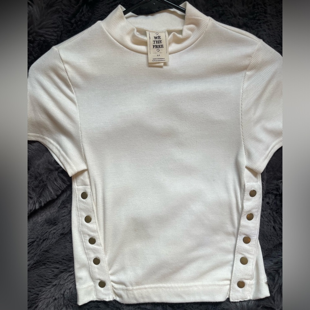 Free people high neck button side top